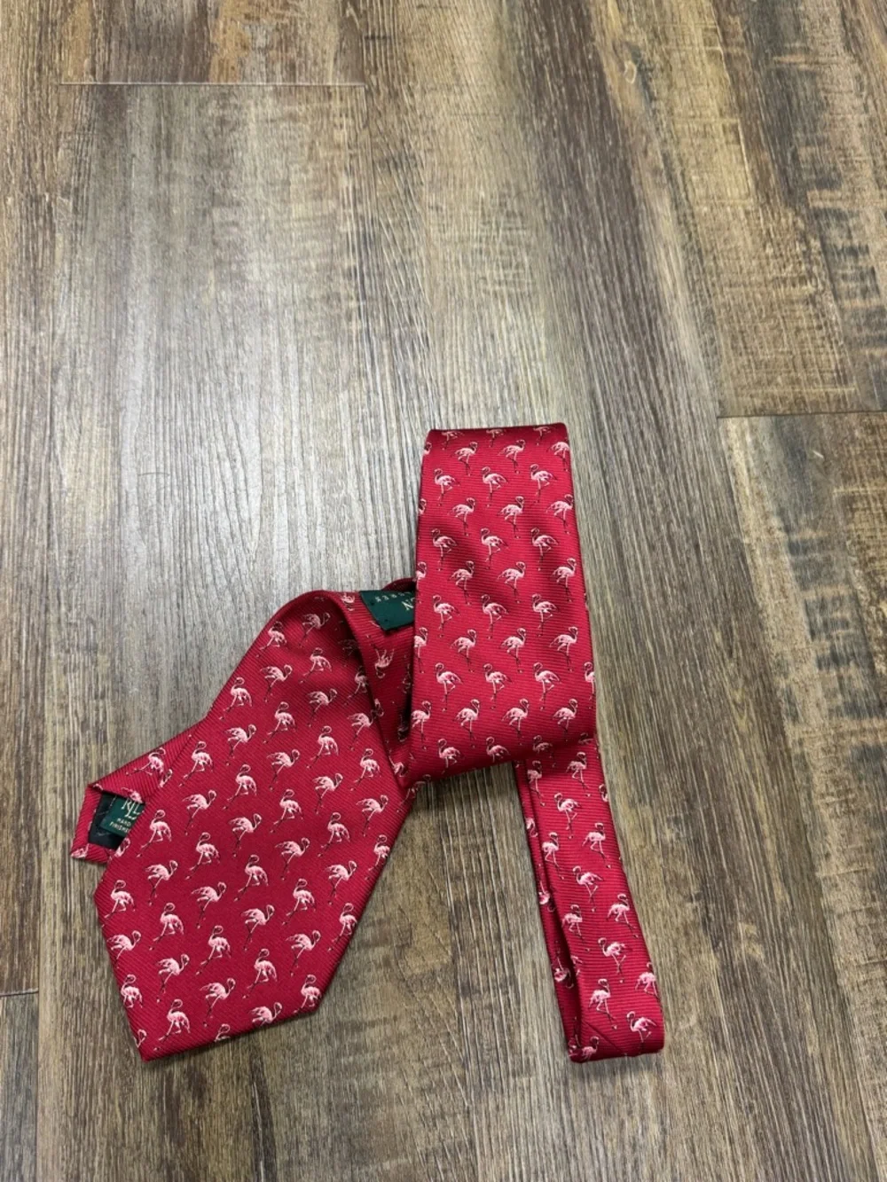 Ralph‎ Lauren Red Tie with Pink Flamingo Motif